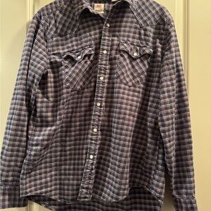 Levi's Navy and Red Plaid Shirt